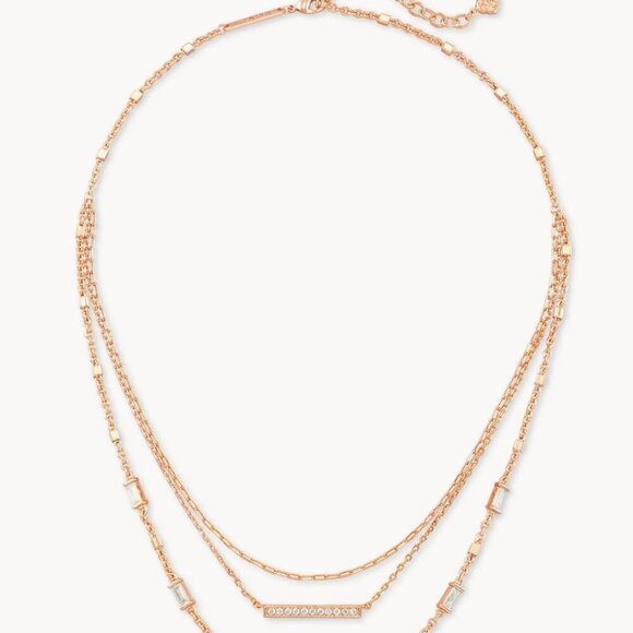 Kendra Scott Rose Gold Addison Triple Strand Necklace - Picture 8 of 8